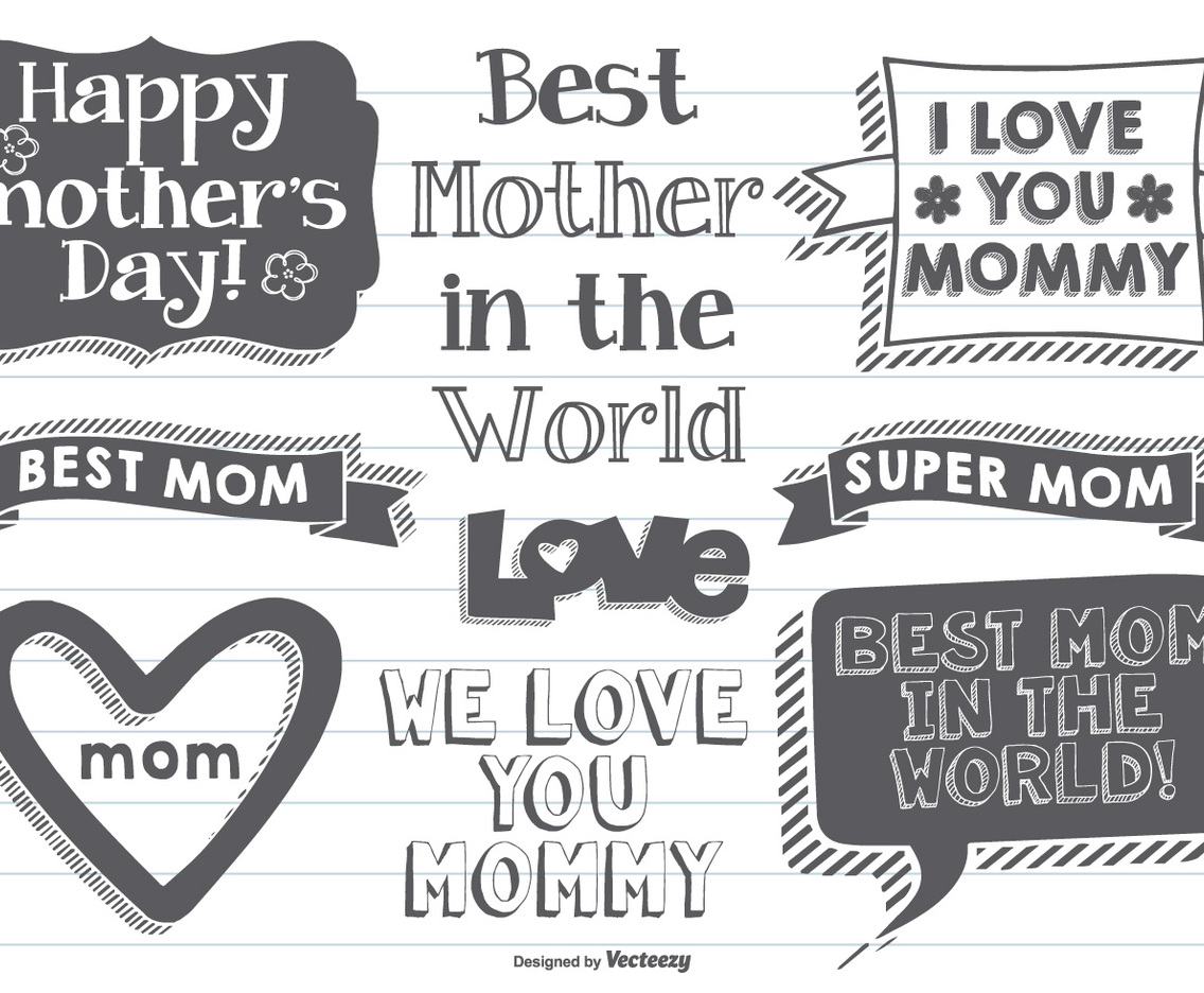Hand Drawn Mother's Day Labels