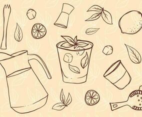 Free Hand Drawn Caipirinha Set
