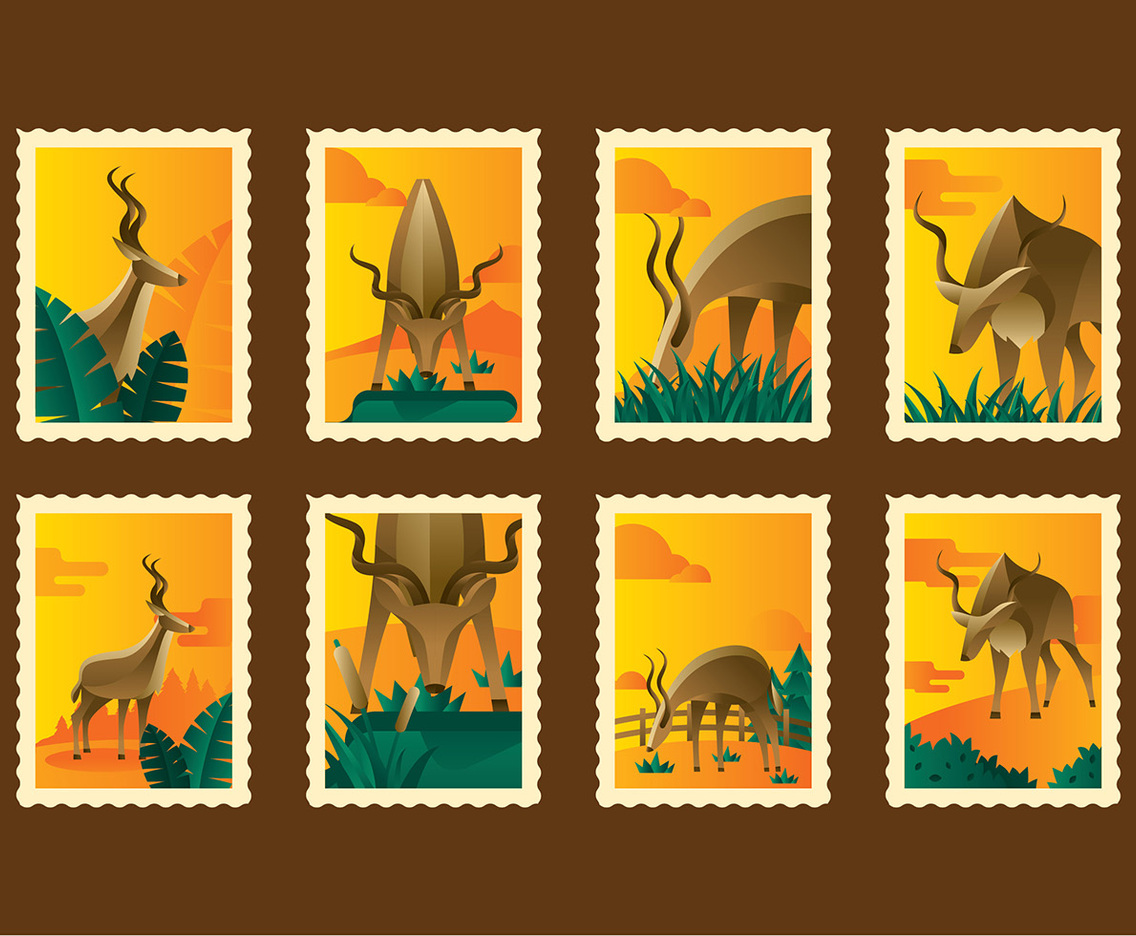 Retro Kudu Stamp Vectors Two