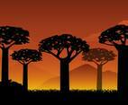 Free Silhouette Baobab Background Vector