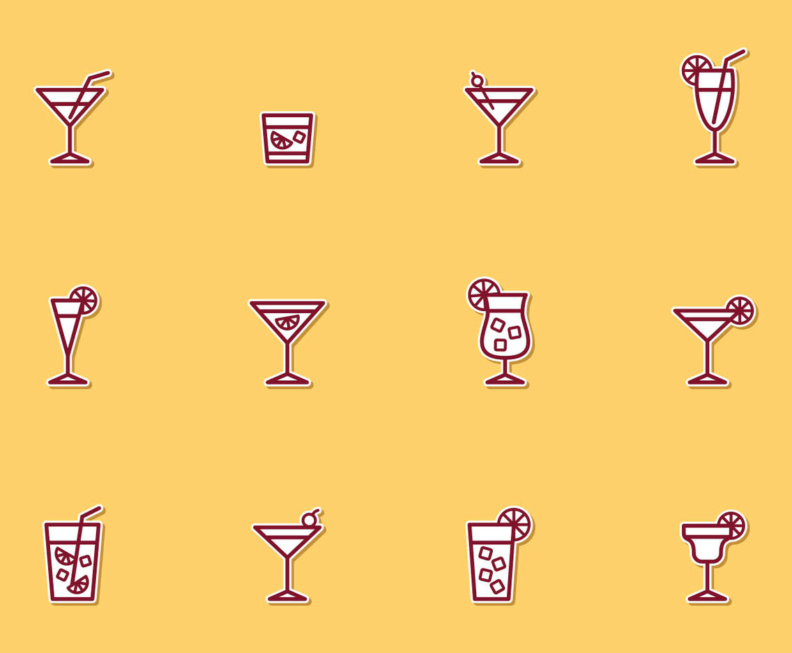 Cocktail Thin Line Icons