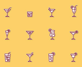 Cocktail Thin Line Icons