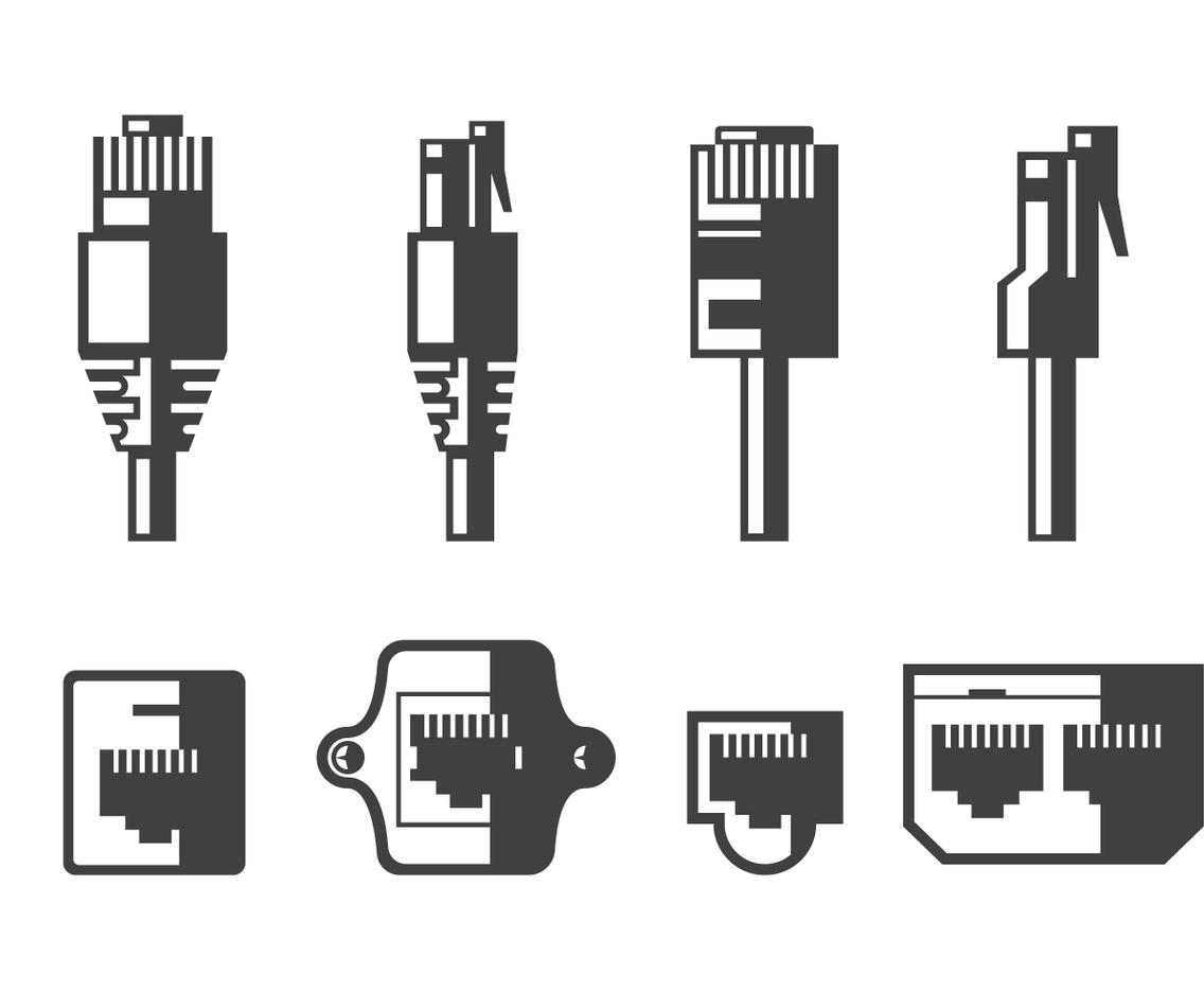 Ethernet cable and port vectors
