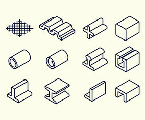 Steel Beam and Rebar Material Vector Icon