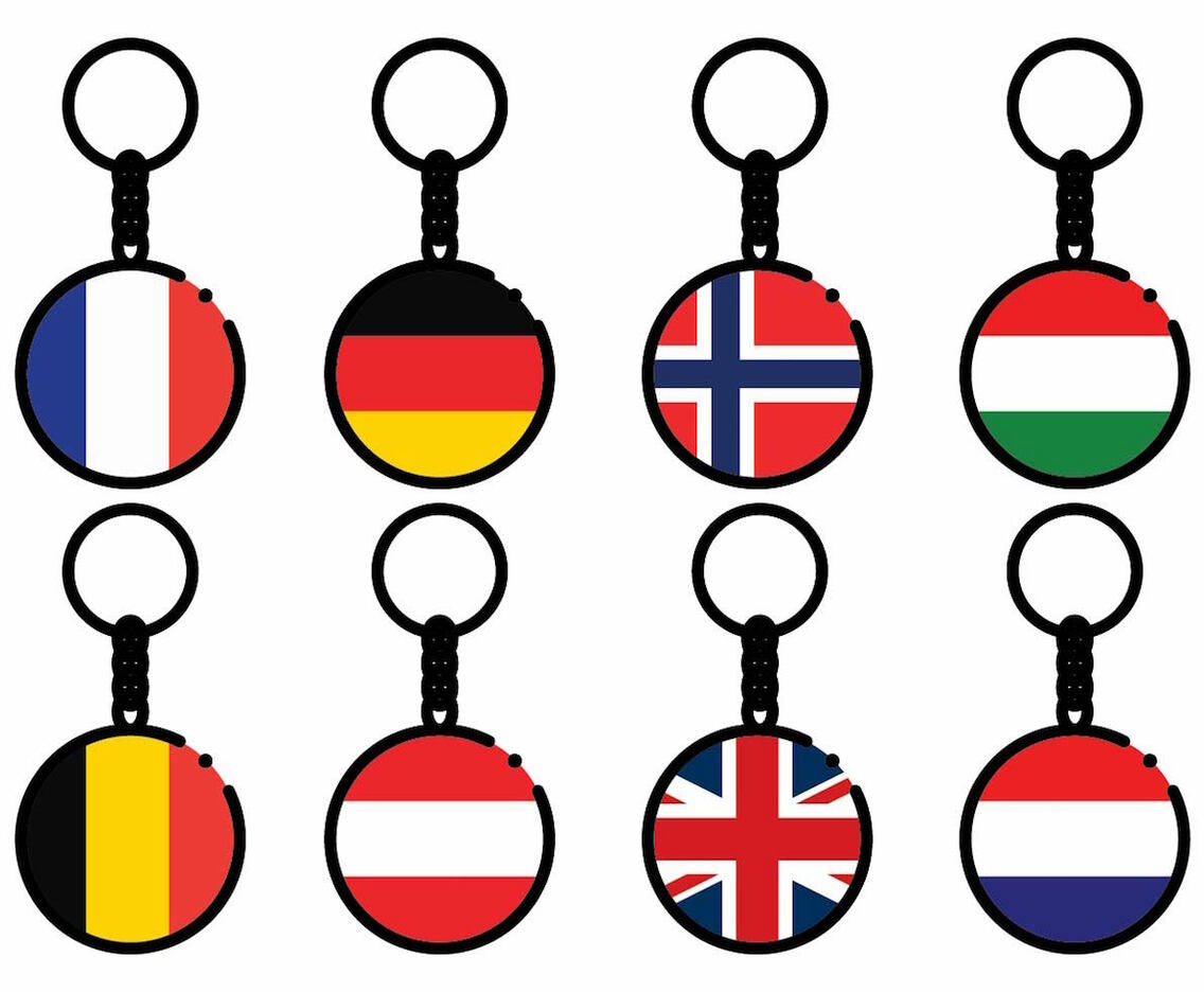 Free Europe Country Flag Key Chains Vector