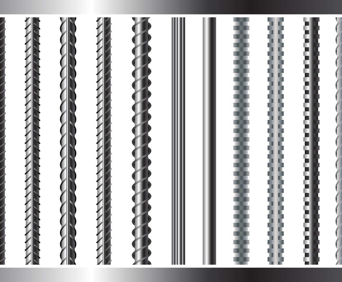Sreel Rebars Set on White Background