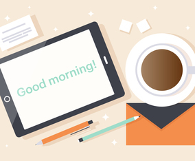 Free Good Morning Tablet Vector Illustration