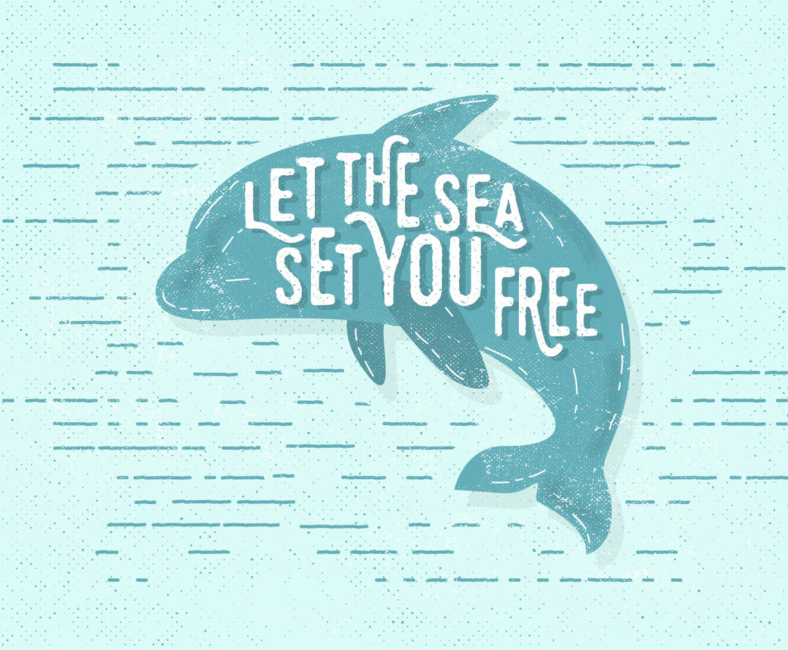 Free Vintage Dolphin Vector Illustration