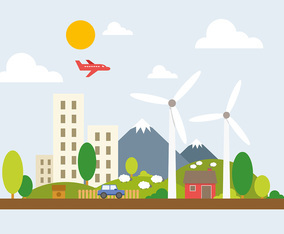 Free Green Cityscape Vector Illustration