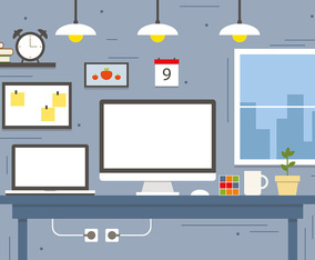 Modern Business Workspace Concept Vector Illustration