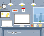 Modern Business Workspace Concept Vector Illustration