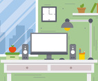 Free Business Workspace Concept Vector Illustration