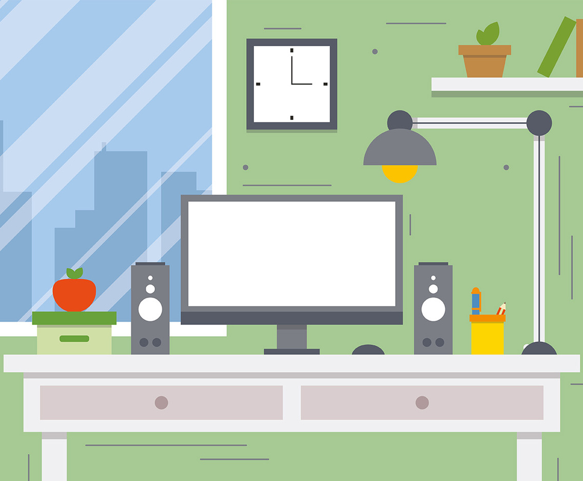 Free Business Workspace Concept Vector Illustration