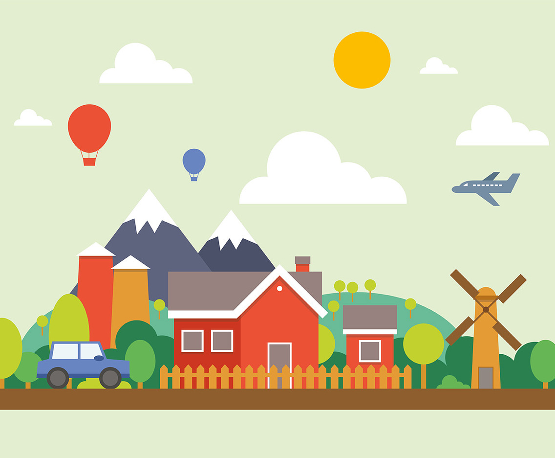 Busy Farm Vector Illustration