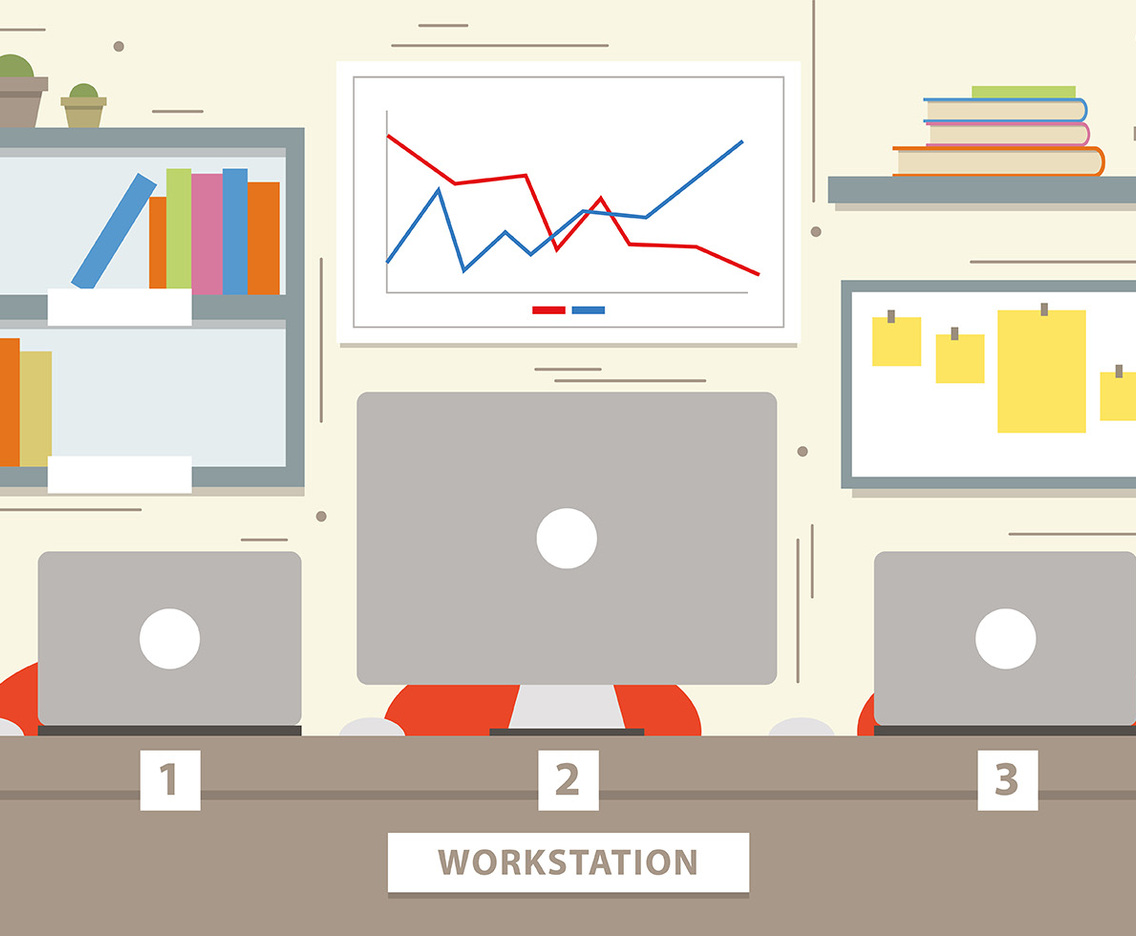 Free Marketing Workstation Vector Illustration