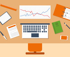 Orange Business Manager Workspace Vector Illustration