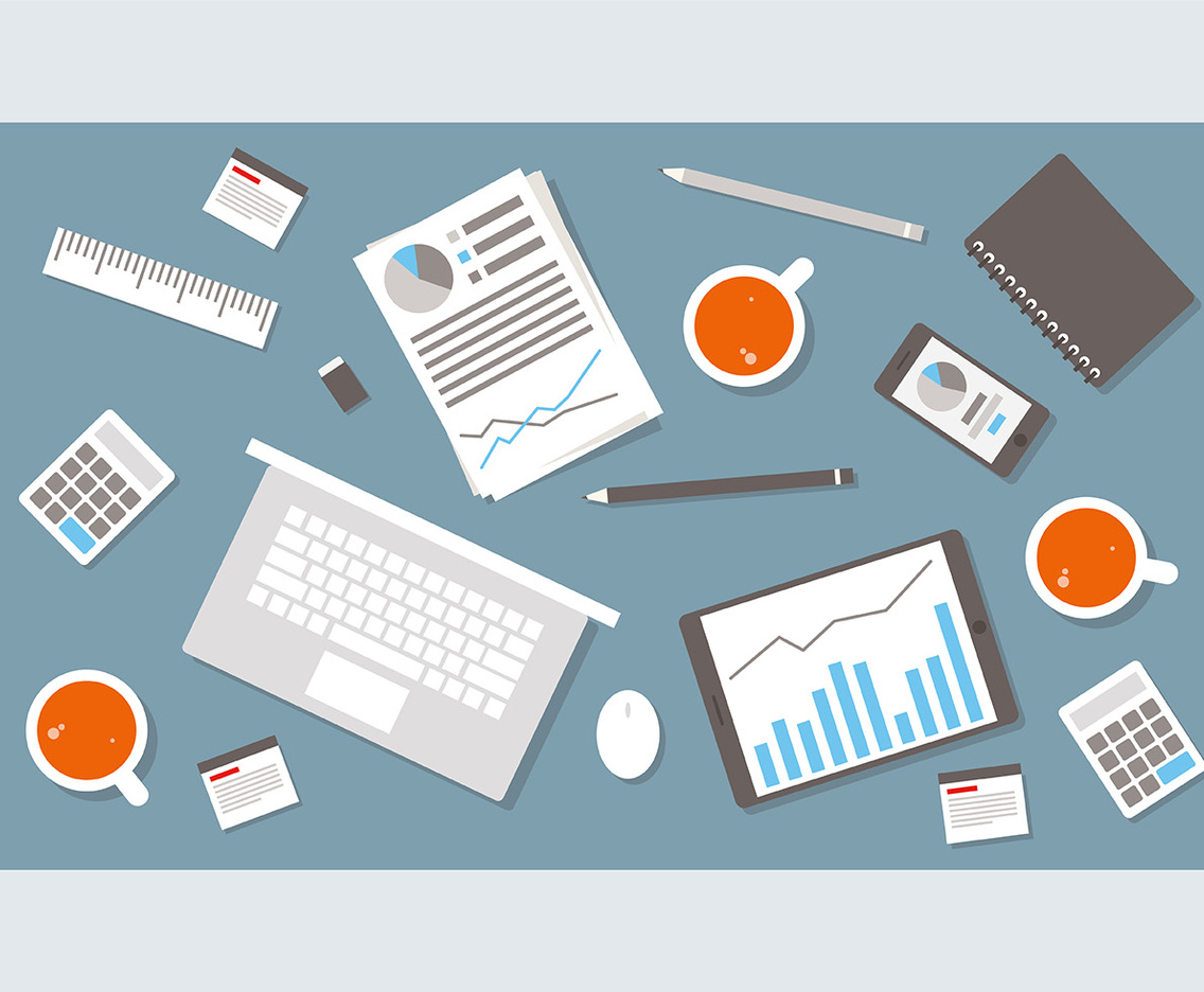 Gray Flat Workspace Vector Illustration