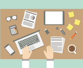 Flat Workspace From Above Illustration