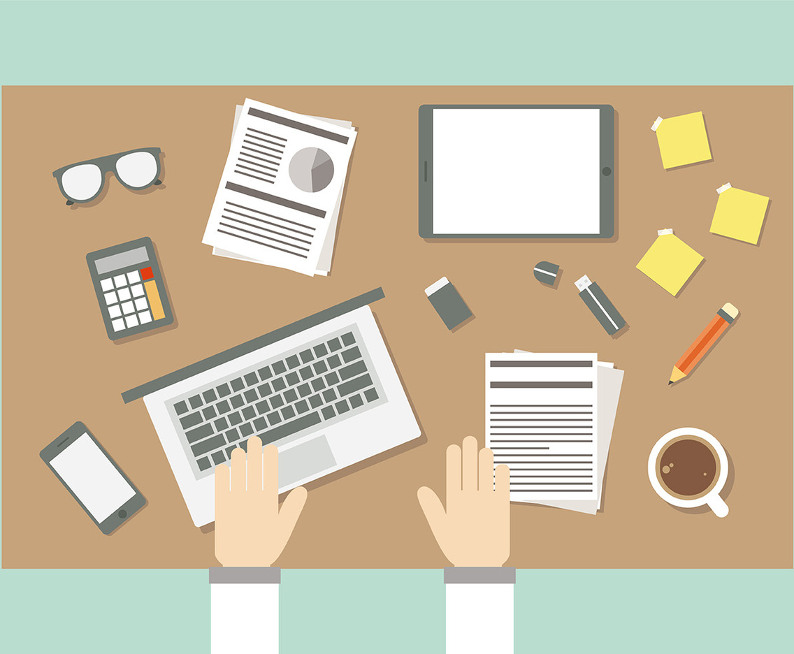 Flat Workspace From Above Illustration