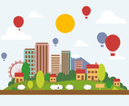 Free Flat City Landscape Vector Illustration