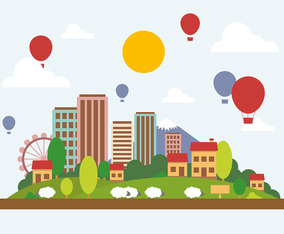 Free Flat City Landscape Vector Illustration