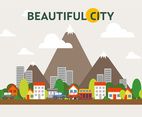 Mountainous Cityscape Vector Illustration