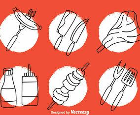 Barbecue Hand Drawn Icons