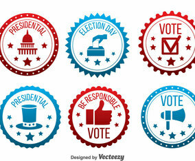 Red And Blue Presidential Election Badge Vector