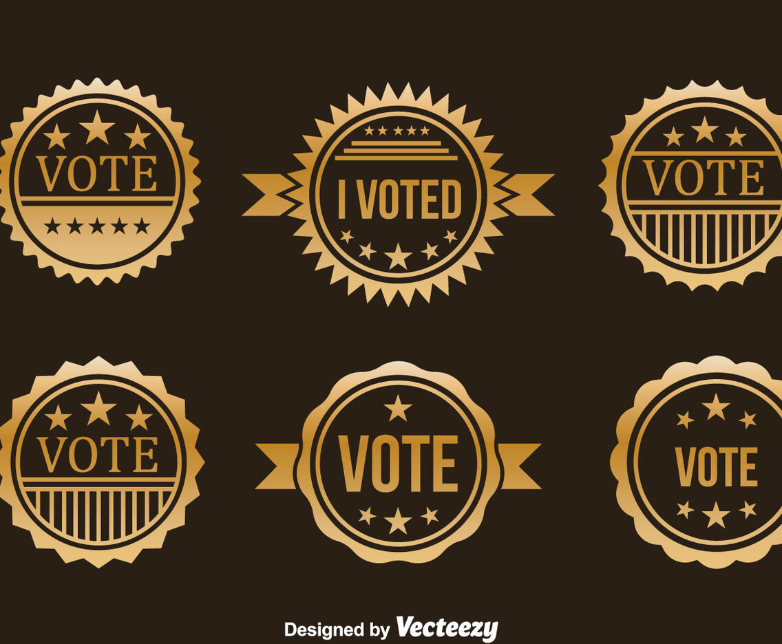 Presidential Election Gold Badge Vector Set