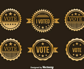 Presidential Election Gold Badge Vector Set