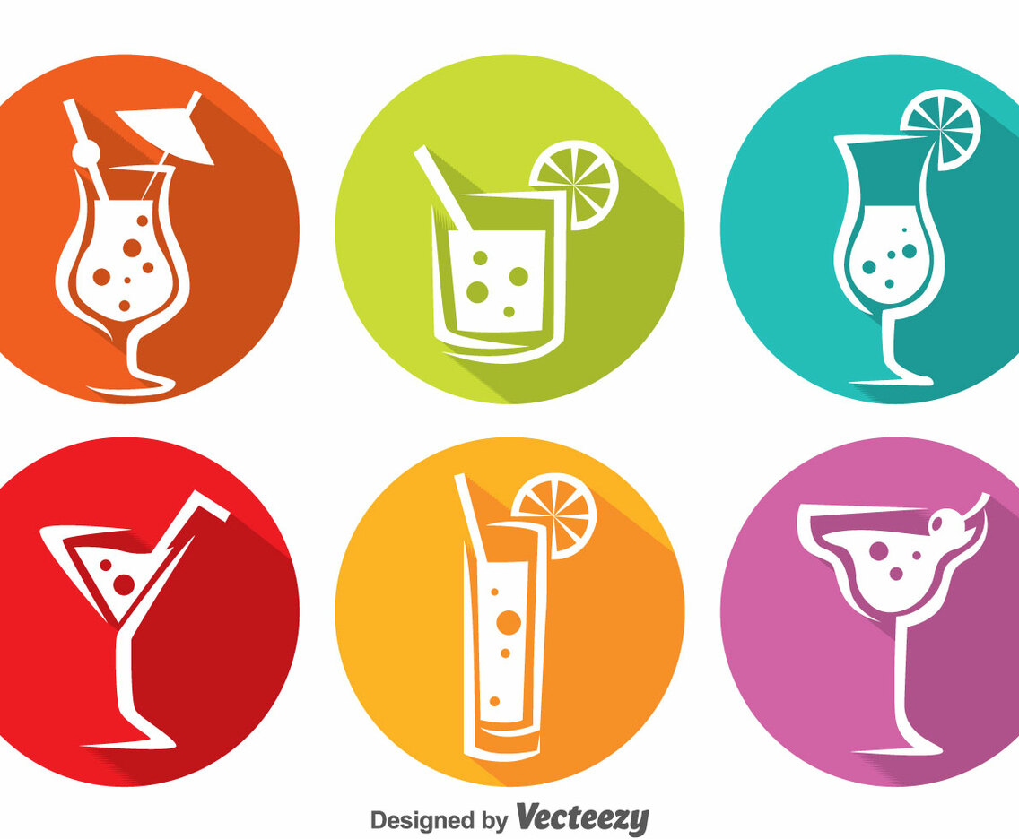 Colorful Cocktail Circle Icons