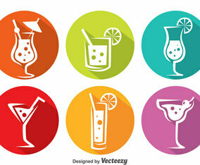 Colorful Cocktail Circle Icons