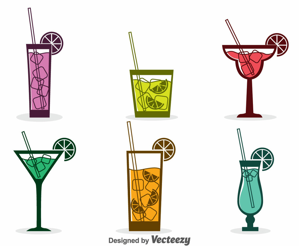 Assorted Cocktail Icons Vector