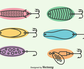 Fishing Lure Icons Set
