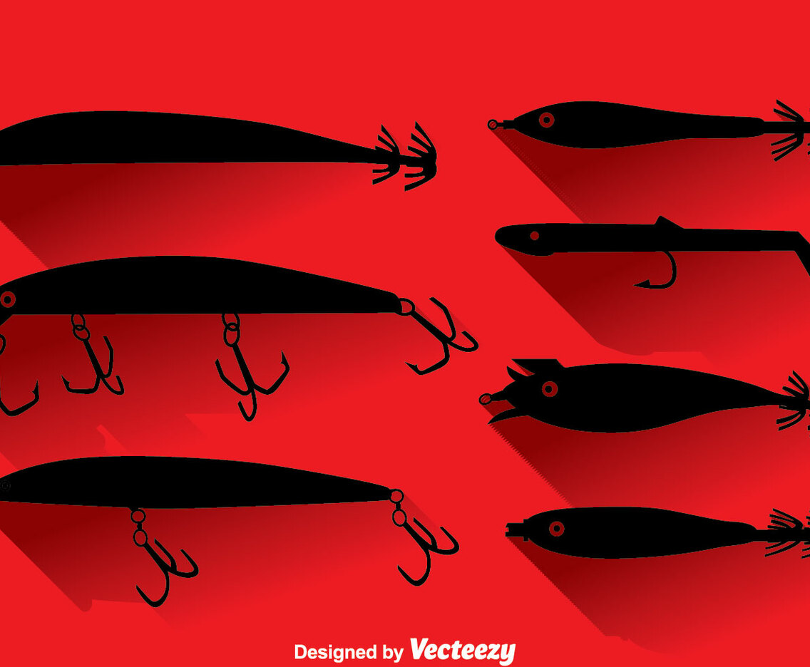 Silhouette Fishing Lure Vector Set