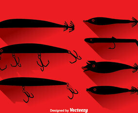 Silhouette Fishing Lure Vector Set
