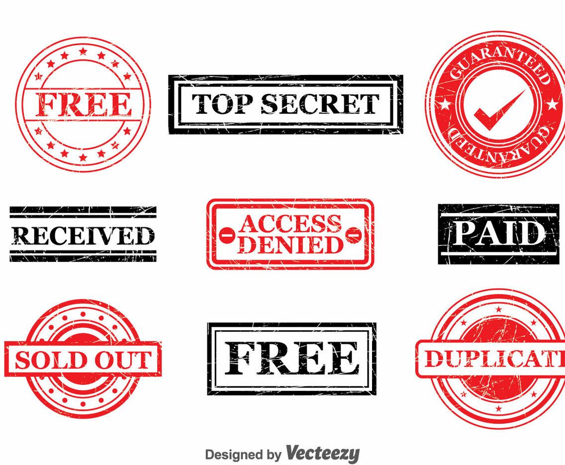 Red And Black Stamp Vector Set