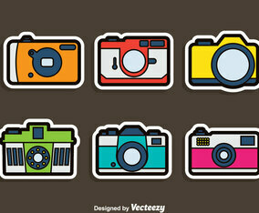 Camera Sticker Vector Set