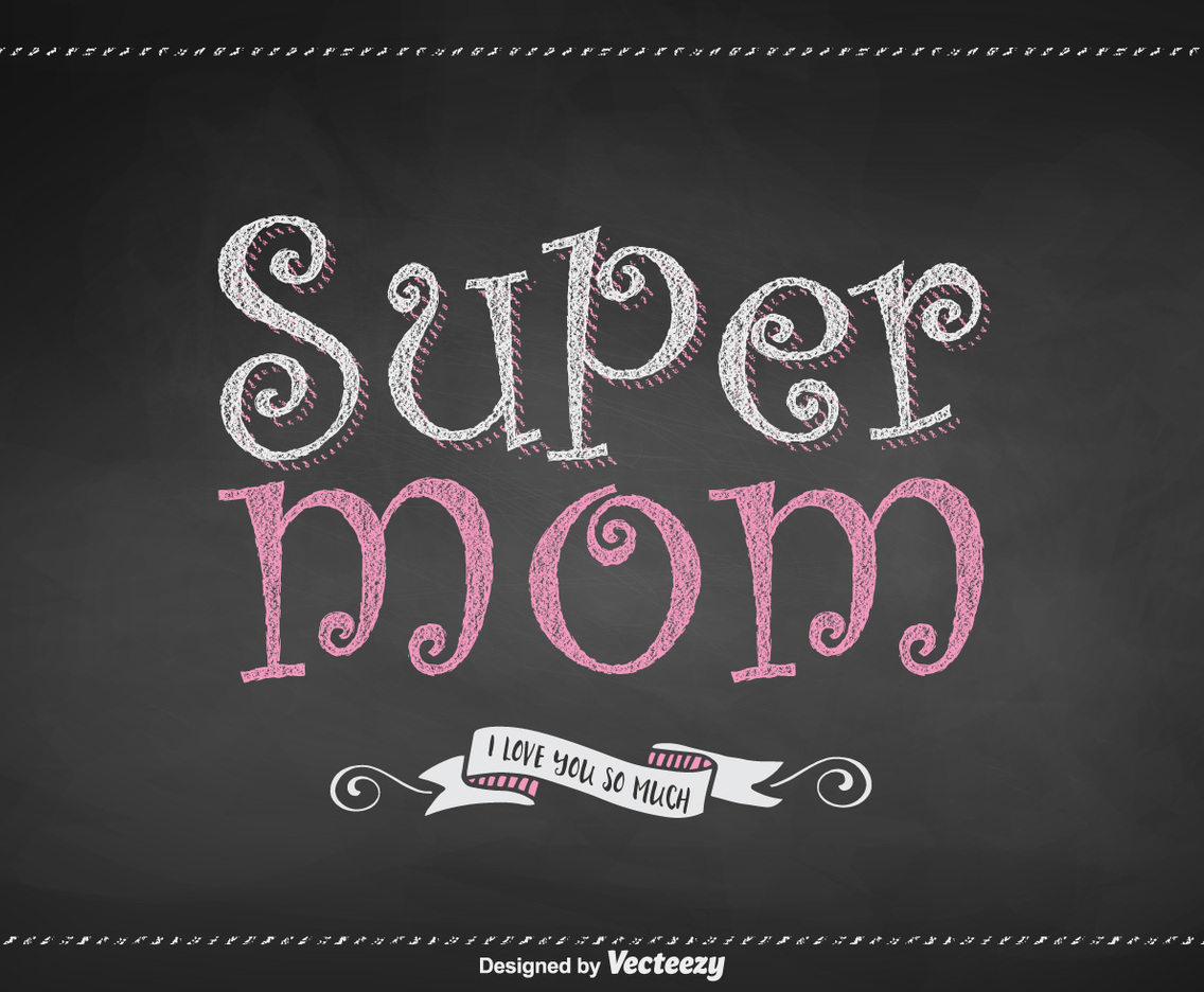 Free Super Mom Lettering Vector Design