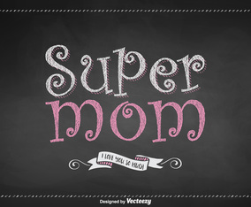Free Super Mom Lettering Vector Design