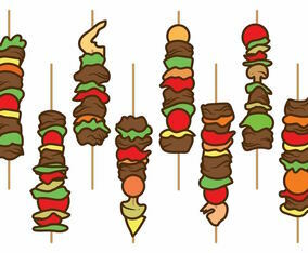 Flat Brochette Illustration Set