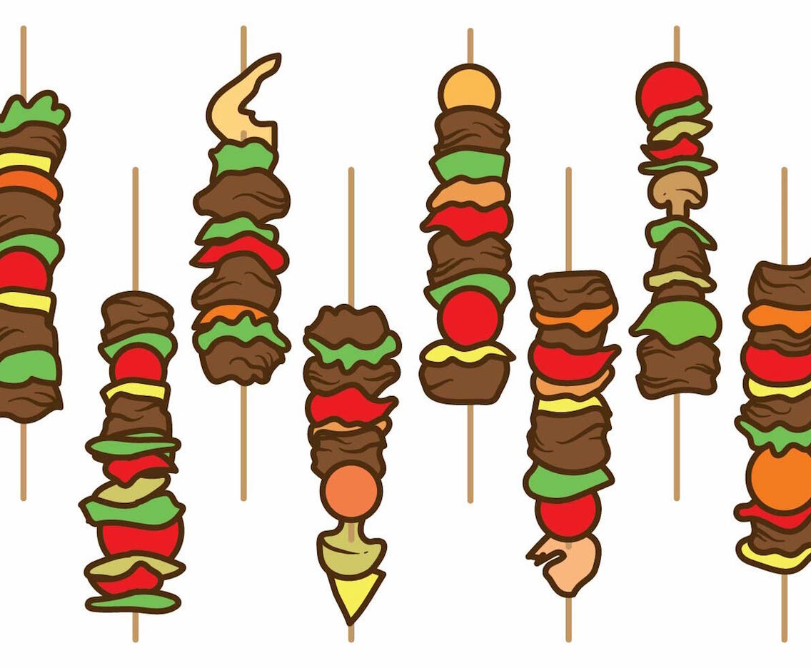 Flat Brochette Illustration Set