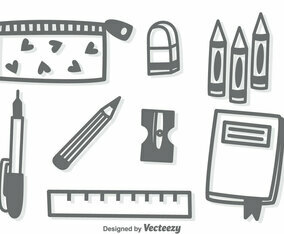 Hand Drawn Stationary Vector