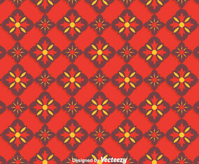 Red Traditional Ornament Tiles Pattern