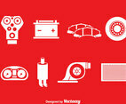 Car Engien Parts White Icons
