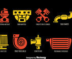 Car Parts Icons Vector