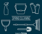 Spring Cleaning Outline Vector