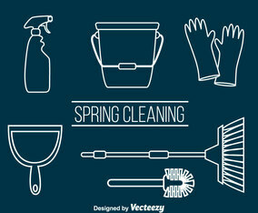 Spring Cleaning Outline Vector