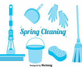 Blue Spring Cleaning Icons Vector