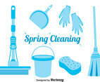 Blue Spring Cleaning Icons Vector